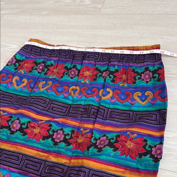 Lady Carol Vintage Blue Purple Red Button Down Shirt Skirt Set - Picture 8 of 10